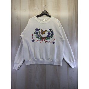 Vintage Delta Fifty-Fifty-fifty USA Womens Butterfly Floral Graphics Sweatshirt